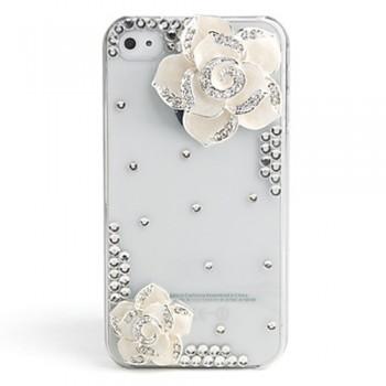 Foto Caso Del Diamante De Moda Para El Iphone 4 / 4s (flor Blanca, Hecho A
