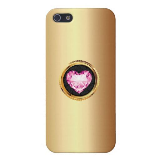 Foto Caso rosado de lujo del iPhone 5 del oro del coraz Iphone 5 Fundas