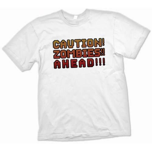 Foto Caution Zombies Ahead - Funny White T Shirt