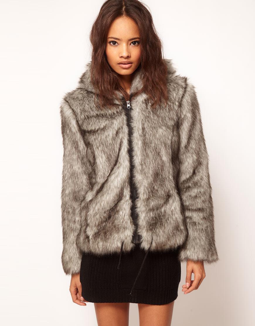 Foto Cazadora de aviador de piel sintética con cremallera de ASOS Gris