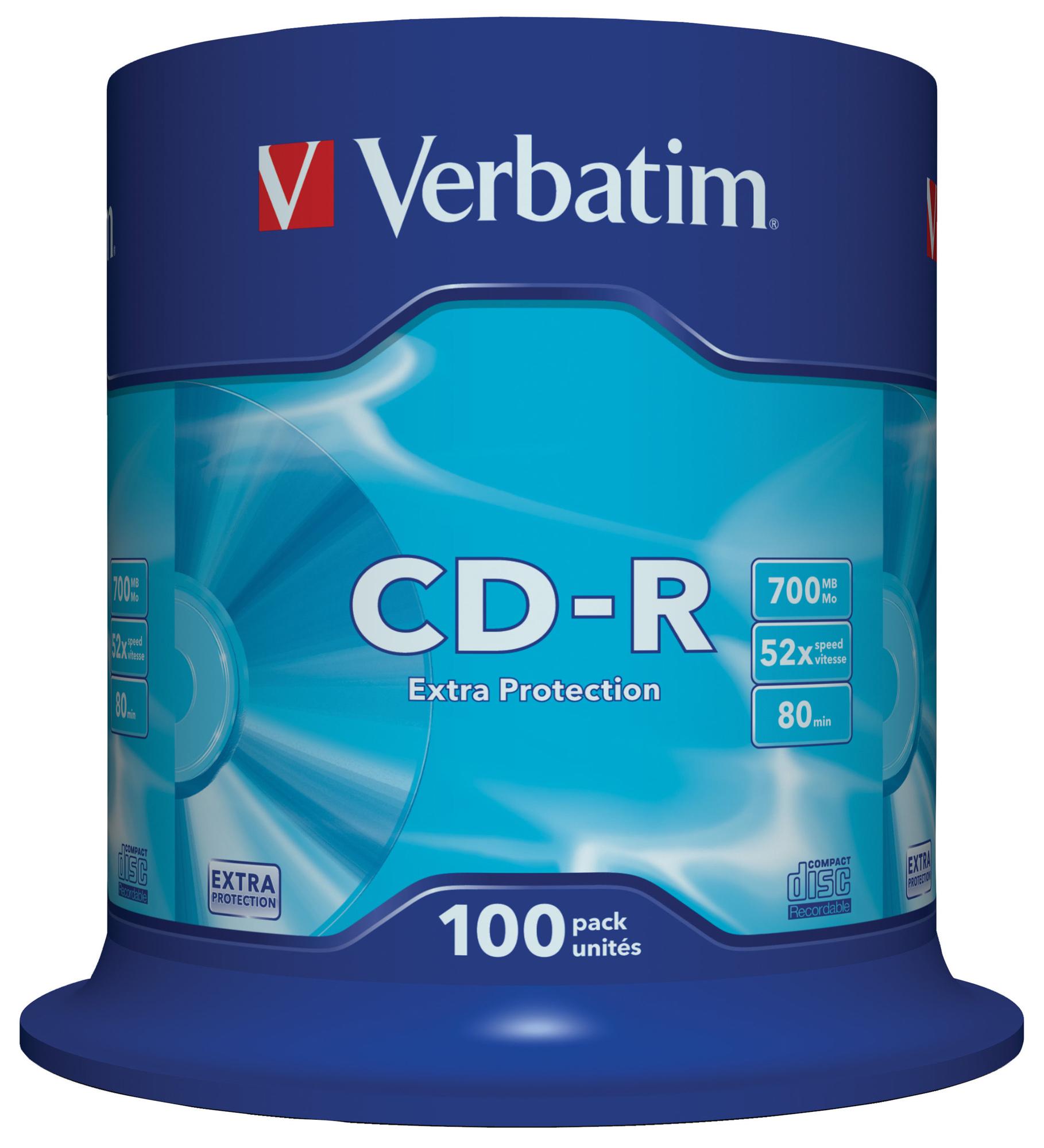 Foto CD-R Verbatim Extra Protection Tarrina 100Uds