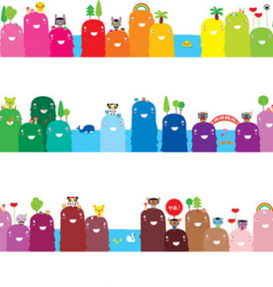 Foto Cenefa adhesiva infantil Happy Mountains