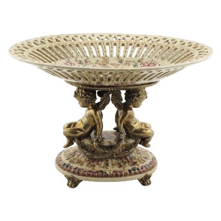 Foto Centro de mesa de porcelana: Centro labrado angeles 41cm con bronce -D