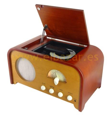 Foto Centro de musica retro de madera con Radio y CD