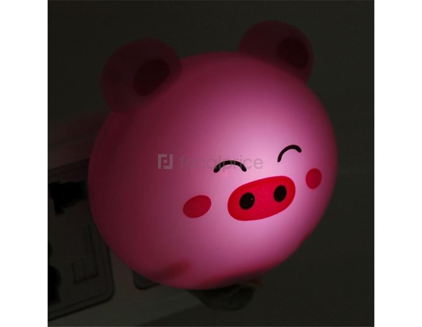 Foto Cerdo de control en forma de luz LED de ahorro de energía lámpara de noche (Rosa)