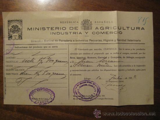 Foto certificado productos sanchez, romero , carvajal, de jabugo m