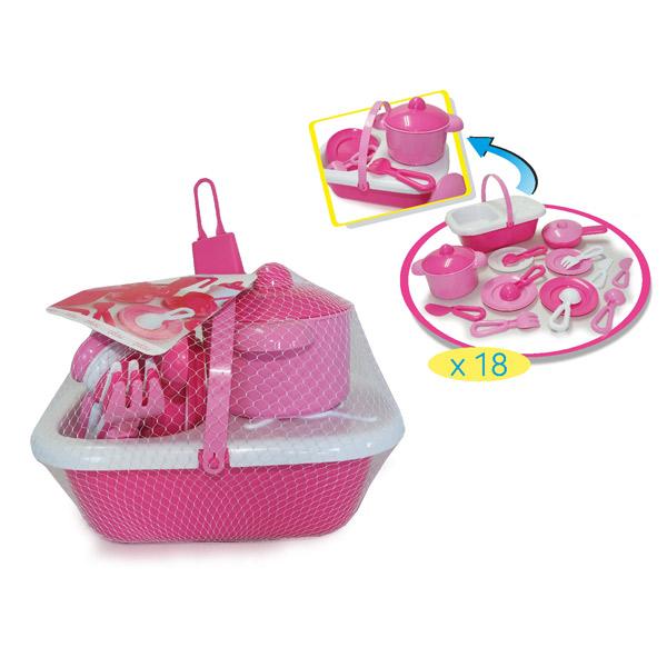 Foto Cesta con 18 Accesorios de Cocina Rosa
