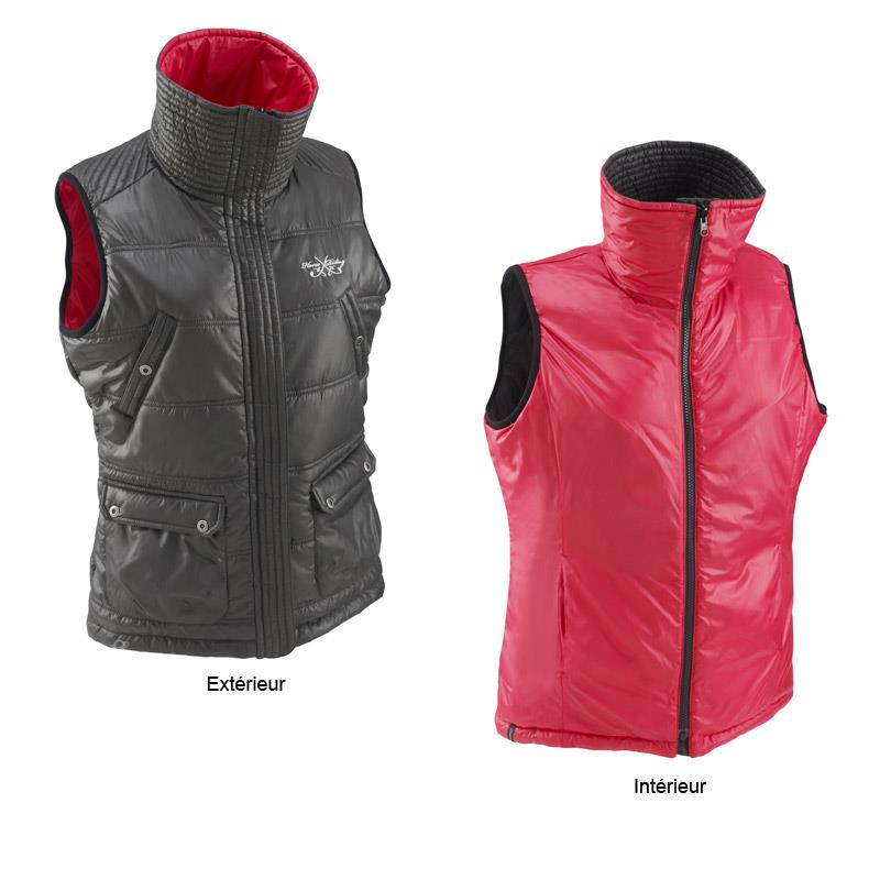 Foto chaleco sin mangas reversible fouganza shiny mujer negro/rojo talla 46