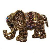 Foto Chandaa broche cristalina plateada oro del elefante multi-column