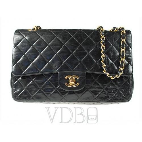 Foto Chanel 2.55 Black Leather Gold Chain Shoulder Bag