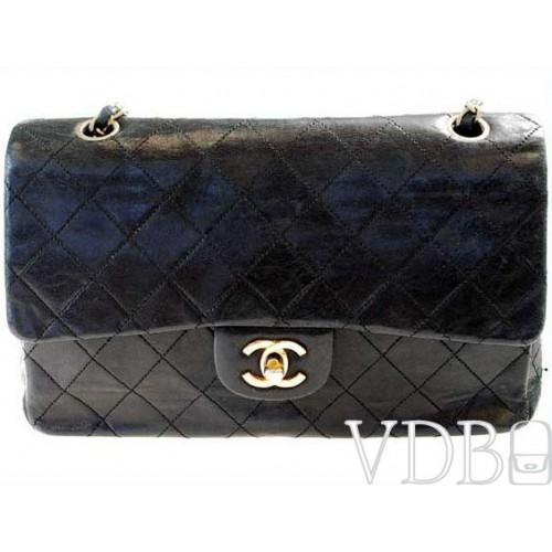 Foto Chanel Black Leather Chanel Gold Chain Shoulder Flap Bag