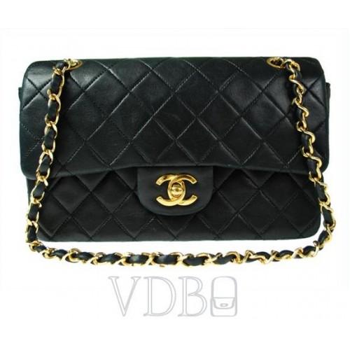 Foto Chanel Black Quilted Leather CC Gold Chain Shoulder Bag 2.55