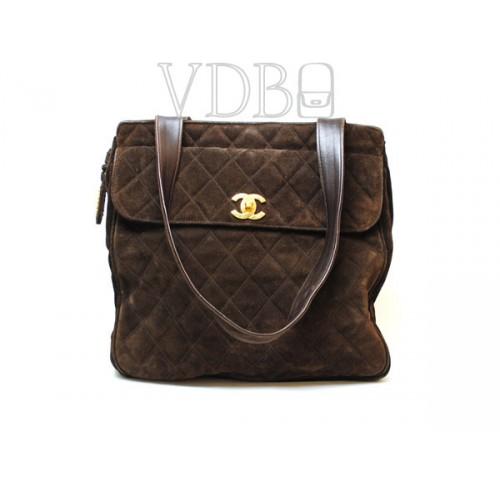 Foto Chanel Brown Suede Leather Shoulder Bag