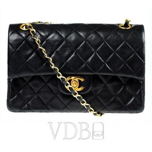 Foto Chanel Quilted Black Leather 2.55 Gold Chain Shoulder Bag