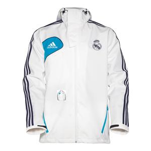 Foto chaqueta chubasquero entrenamiento blanco adulto real madrid 2012-2013. altura 186