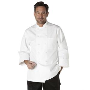 Foto Chaqueta de Chef con botones de tela. Chaqueta Phoenix algodón blanca botones forrados - talla M