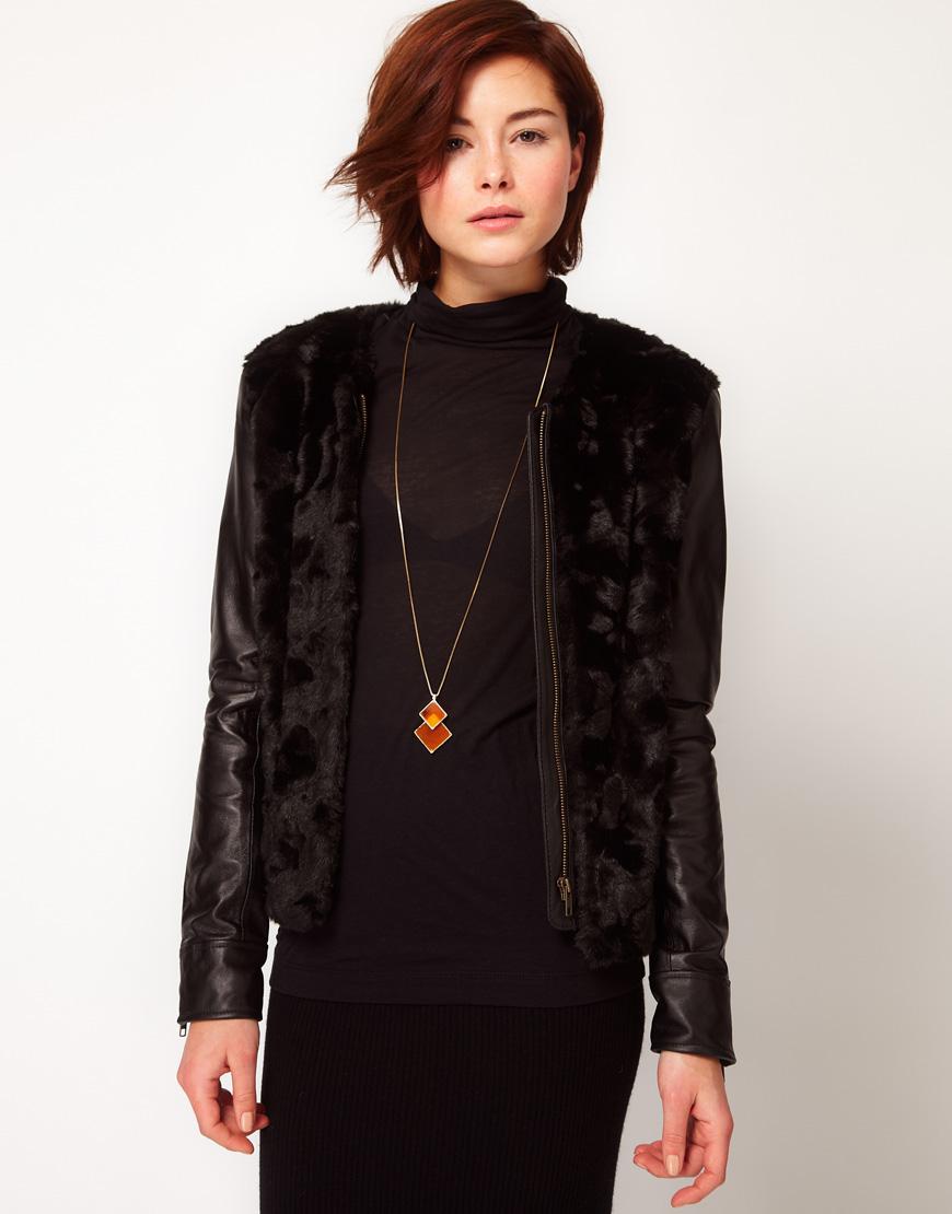 Foto Chaqueta de piel sintética y cuero de French Connection Negro