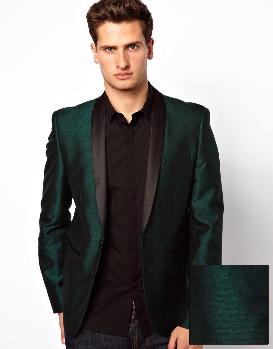 Foto Chaqueta de traje de corte slim en color tónico de ASOS Verde