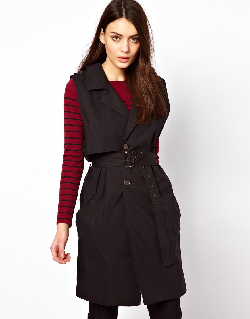 Foto Chaqueta larga sin mangas Norma de Ganni Negro