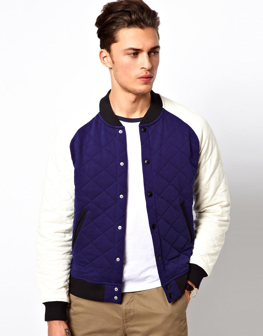 Foto Chaqueta universitaria guateada de ASOS Azul marino