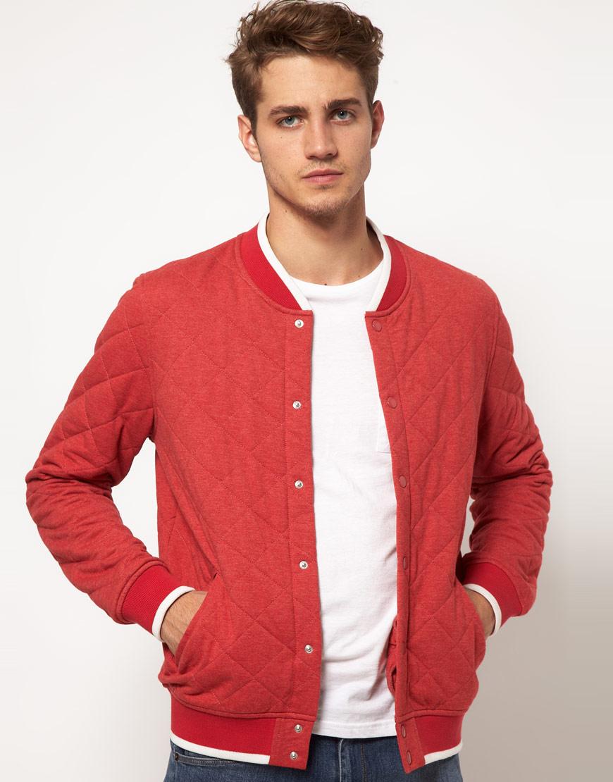 Foto Chaqueta universitaria guateada de ASOS Rojo