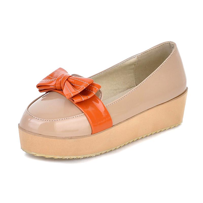 Foto Charol plana talón de la plataforma con el bowknot zapatos de fiesta / noche (más colores)