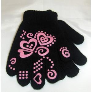 Foto chicas divertidas pinzas - guantes m:Black with pink hearts and swirls