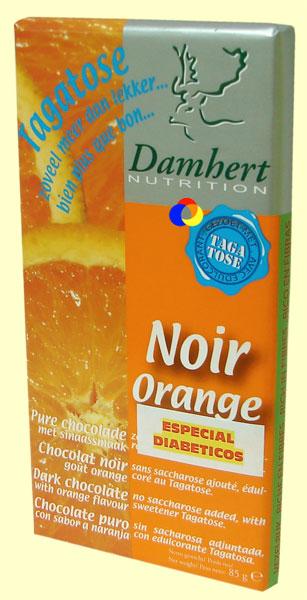 Foto Chocolate Negro sabor naranja - Especial diabéticos - Damhert - 85 gramos