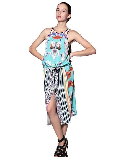 Foto clover canyon vestido de crepé de china estampado orquídea