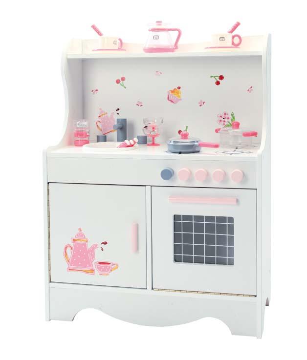 Foto Cocinita madera blanca rosa