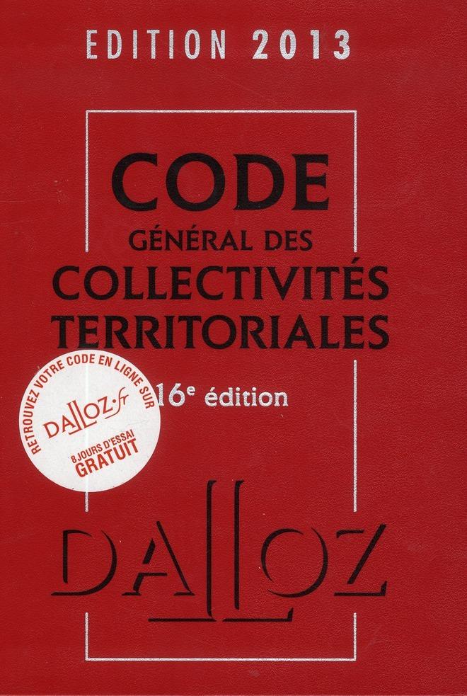 Foto Code général des collectivités territoriales (édition 2013)