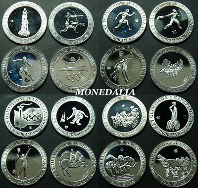 Foto Coleccion 16 Monedas De 2000 Pesetas - Olimpiadas Plata - Spain Coins Silver
