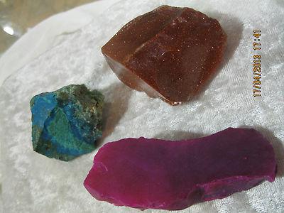 Foto Coleccion De Tres Minerales: Crisocola, Ágata Rosa Y Aventurina Oro