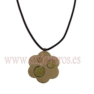 Foto Colgante Lestor de piel y acero 316 L. Glazy oro e ip cafe. N9 N958.CG