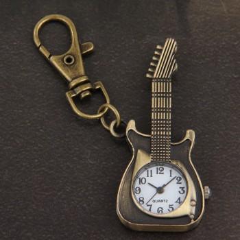 Foto colgante llavero llave metal forma guitarra reloj 57 mm