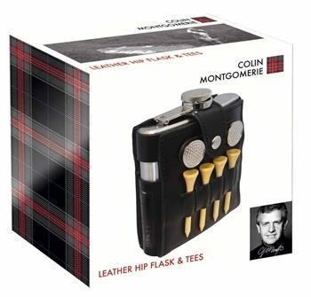 Foto Colin Montgomerie Collection Leather Hip Flask and Tees - Leather Hip Flask & Tees