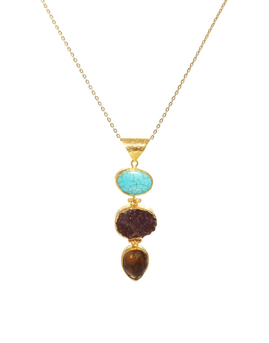 Foto Collar con colgante de tres piedras de Ottoman Hands Turq/amy/smoky...