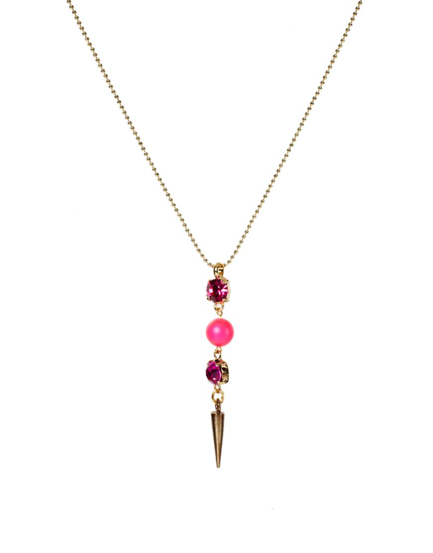 Foto Collar con cuentas de color flúor y pincho de Krystal Rosa neón