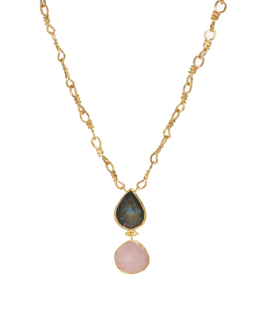 Foto Collar con dos colgantes de Ottoman Hands Pink quartz