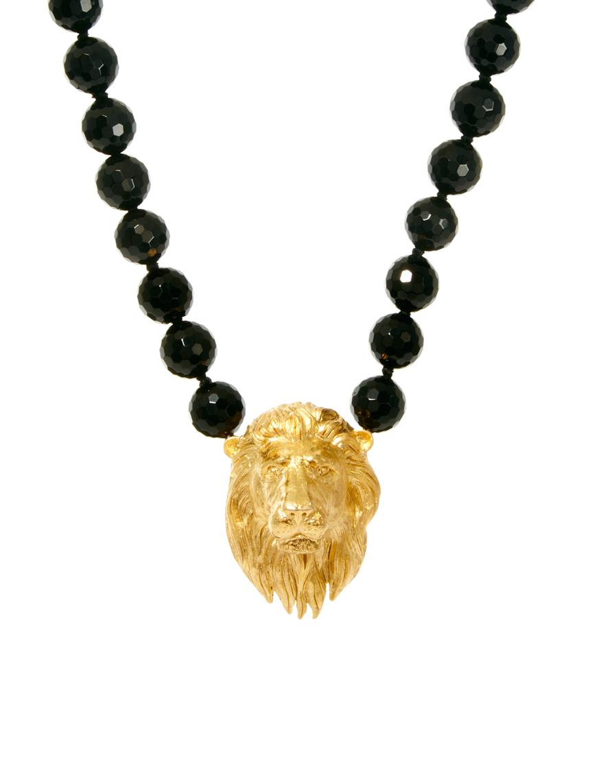Foto Collar con león y ágatas negras de Bill Skinner Black agate and gold