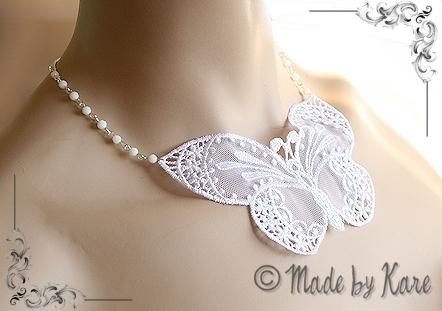 Foto Collar Delicate Butterfly Lace Wedding Necklace