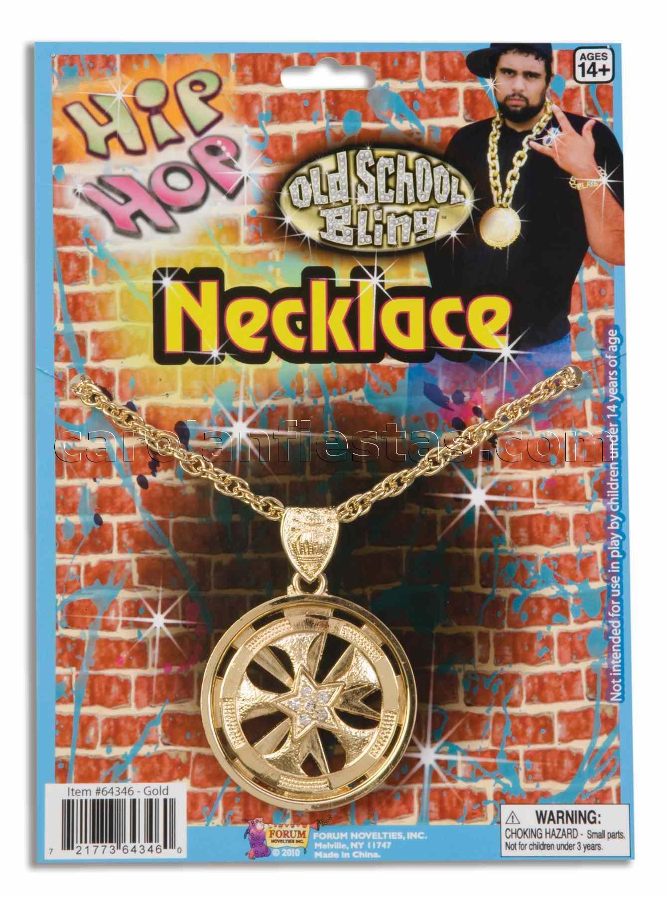 Foto Collar Hip Hop Rueda Oro Estrella Strass