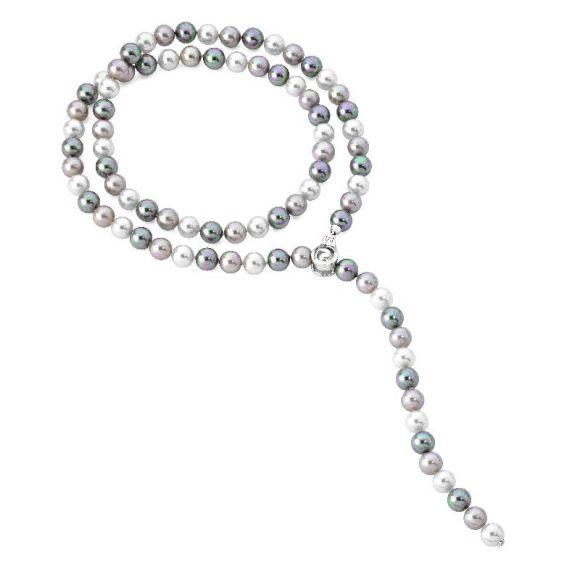 Foto Collar largo Majorica plata rodiada perla gris