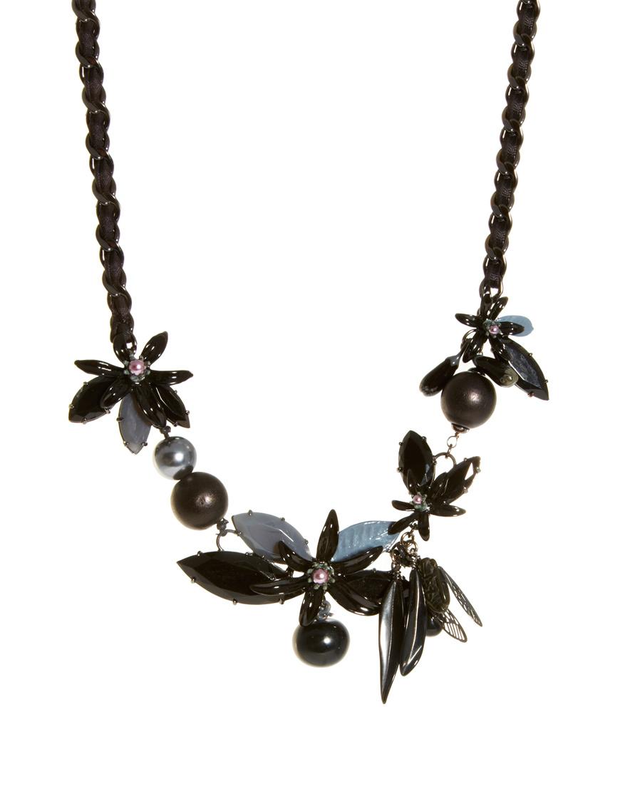 Foto Collar llamativo de flores de azabache de Les Nereides Negro