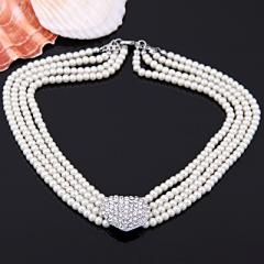 Foto collar perla diamntes fila 4 forma corazón 25 x 20 mm blanco