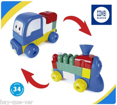 Foto Combi Blocks Camion Y Locomotora Desmontable Para Niños 34 Piezas De Palau Toys