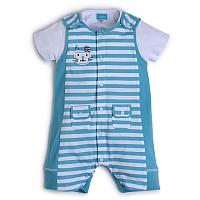 Foto Combinación corta azul y blanco de rayas para niño - 1 meses -...
