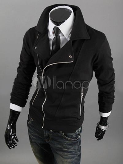 Foto Conformación de chaqueta de cremallera algodón de los hombres negros