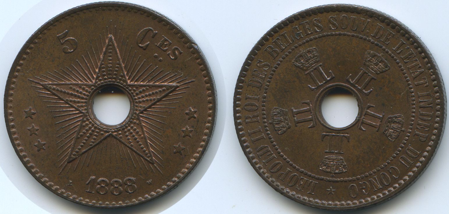 Foto Congo Free State 5 Centimes 1888