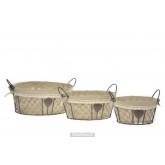 Foto Conjunto de 3 cestas redondeas en metal y tela